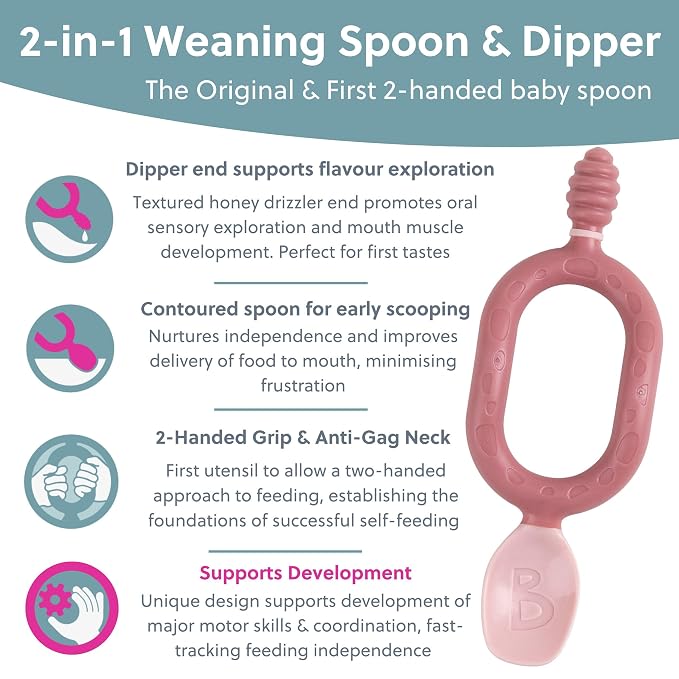 Bibado - Dippit Baby Spoon and Dipper, Blush - Soft, Chewable Dipper & Deep - Image 4