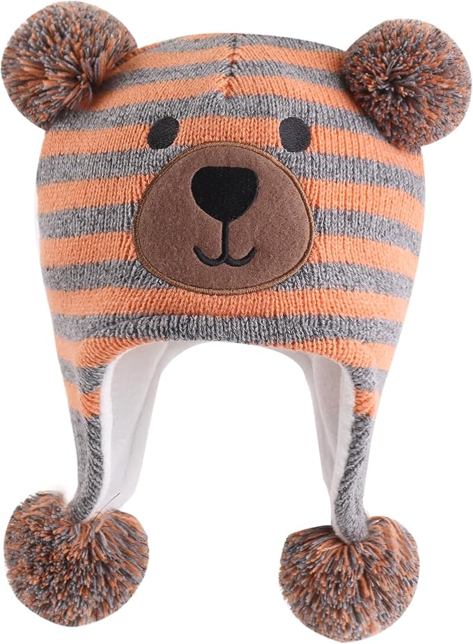 LANGZHEN Toddler Kids Infant Winter Hat, Earflap Knit Warm Cap Fleece Lined by LANGZHEN