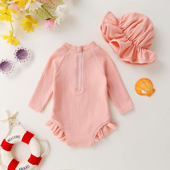 YOUNGER TREE Infant Baby Girls Swimsuit Long Sleeve Swimsuits One Piece - Image 3