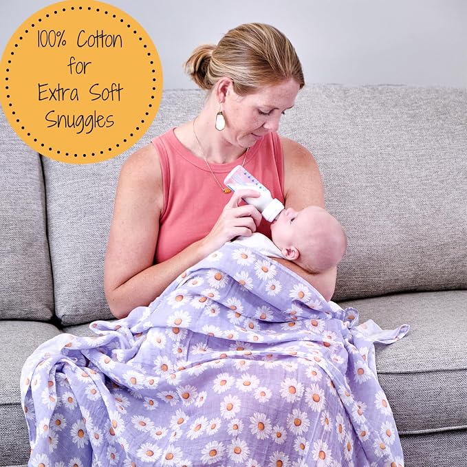 LollyBanks Baby Blanket, 100% Cotton Muslin Swaddle Blanket, Soft Baby Girl - Image 2