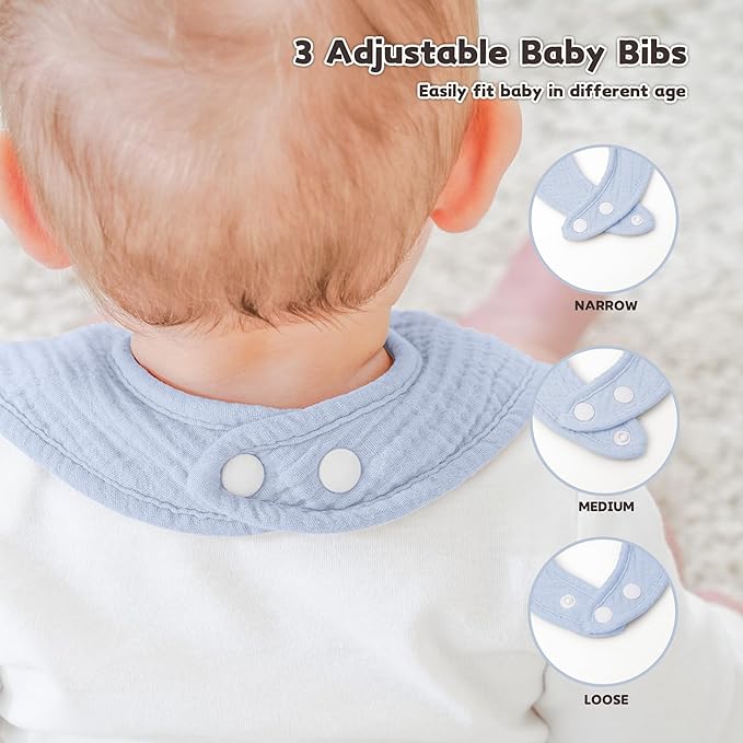 Susurration Muslin Baby Drool Bibs 10Pack Soft Square Adjustable Bandana Bibs - Image 5