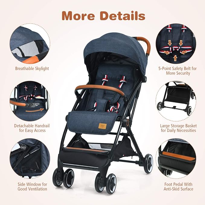BABY JOY Lightweight Baby Stroller, Compact Toddler Travel Stroller - Image 2