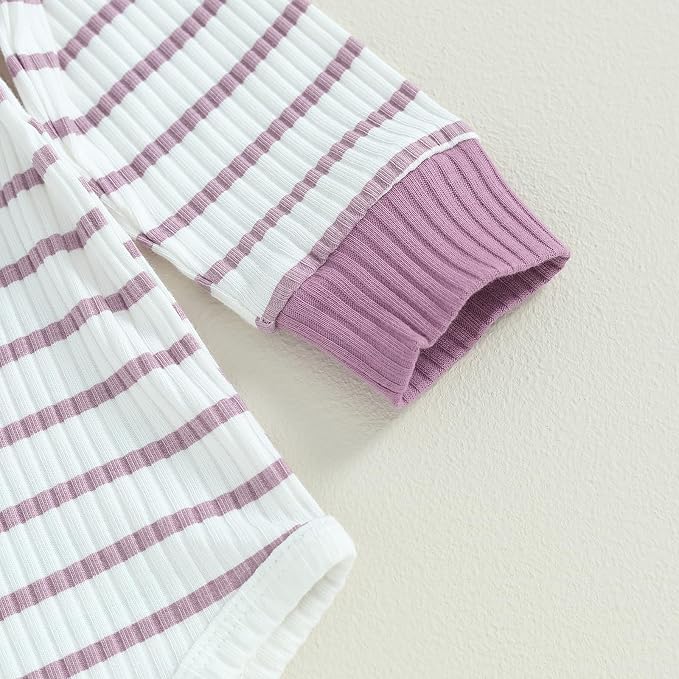 Newborn Baby Boy Girl Clothes Ribbed Knitted Long Sleeve Romper Pants Solid - Image 4