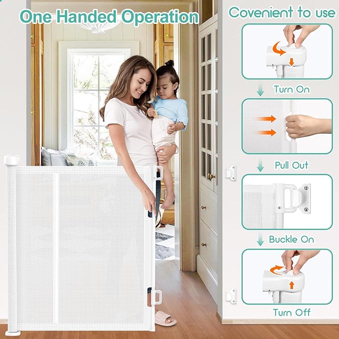 Upgrade 120 inch Retractable Baby Gates, EZIGO Extra Wide Baby Gate - Image 5