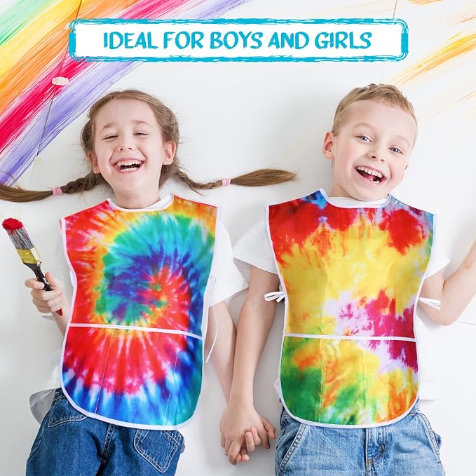 SATINIOR 2 Pieces Kids Art Smock Toddler Apron Waterproof Painting Artist Apron - Image 5