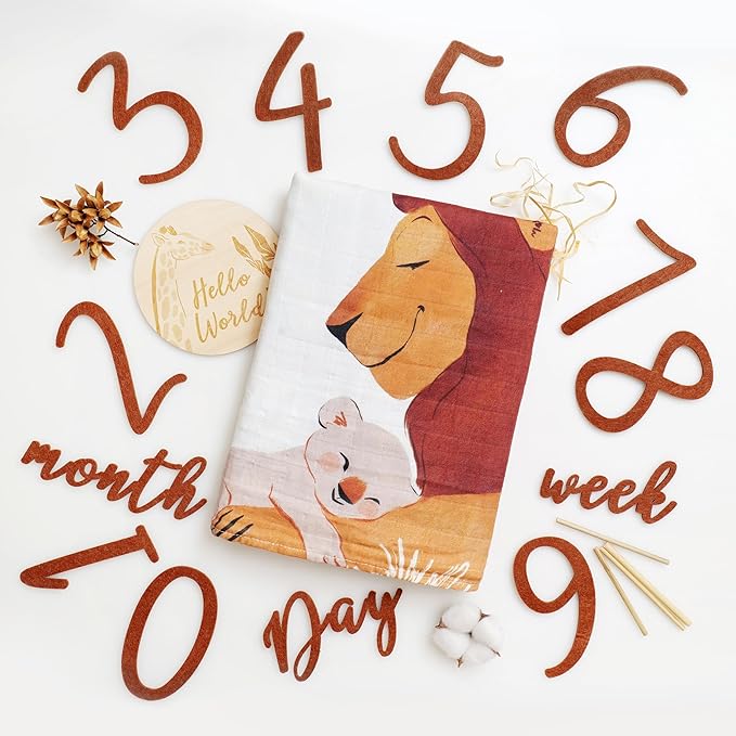 Miaoberry Safari Baby Milestone Blanket, Africa Jungle Theme Monthly Photo by MiaoberryBaby
