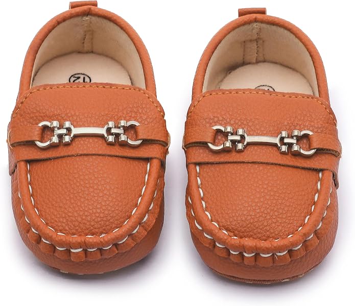 LONSOEN Baby Girls Boys Loafers Prewalker Dress Crib Shoes - Image 2