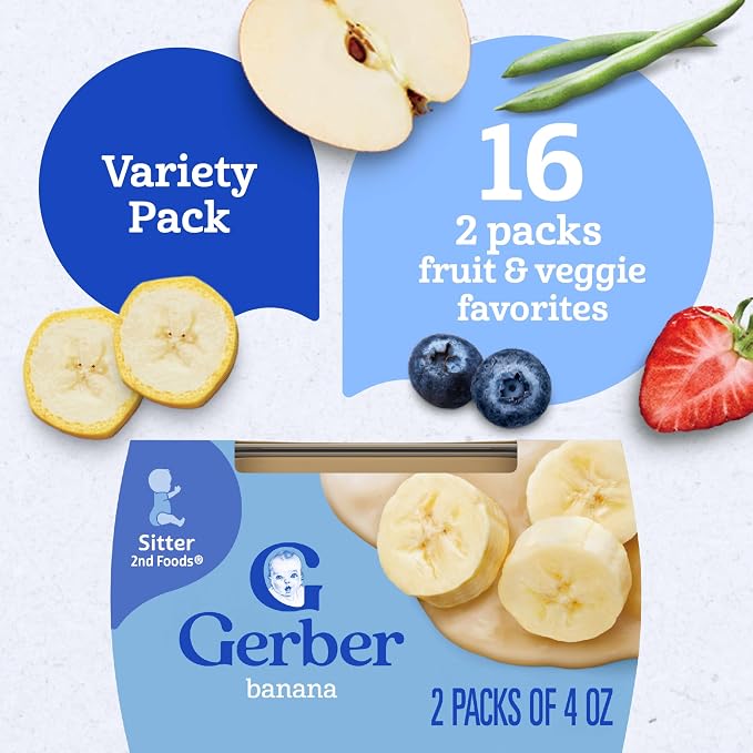Gerber Purees 2nd Foods Veggie & Fruit Variety Pack, 8 Ounces, Box of 16 - Image 5