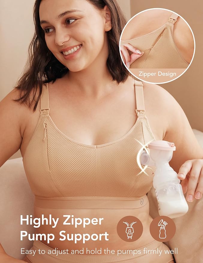 Pumping Bra Hands Free Zip Opening Seamless Nursing Bras - Image 2
