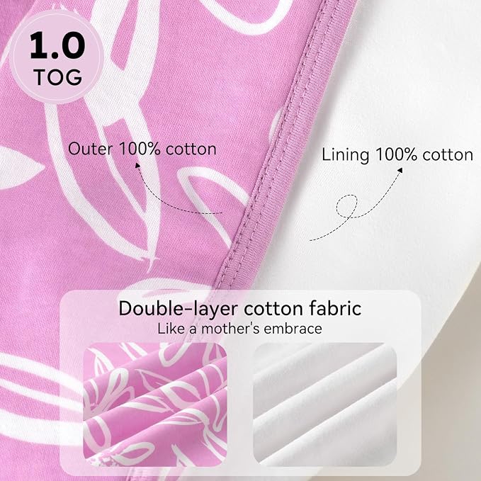 Baby Sleep Sack 6-12 Months 1.0 Tog Baby Wearable Blanket 100% Cotton Sleeping - Image 5