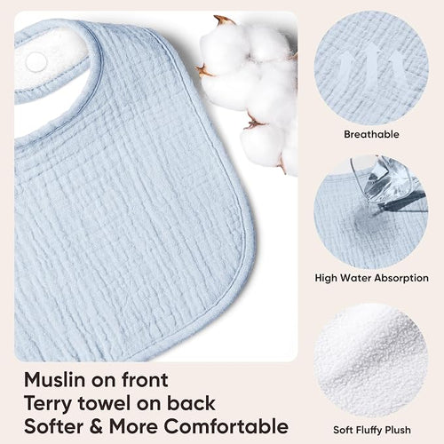 100% Cotton Muslin Baby Bibs 10-Pack Baby Drool Bibs - Image 2