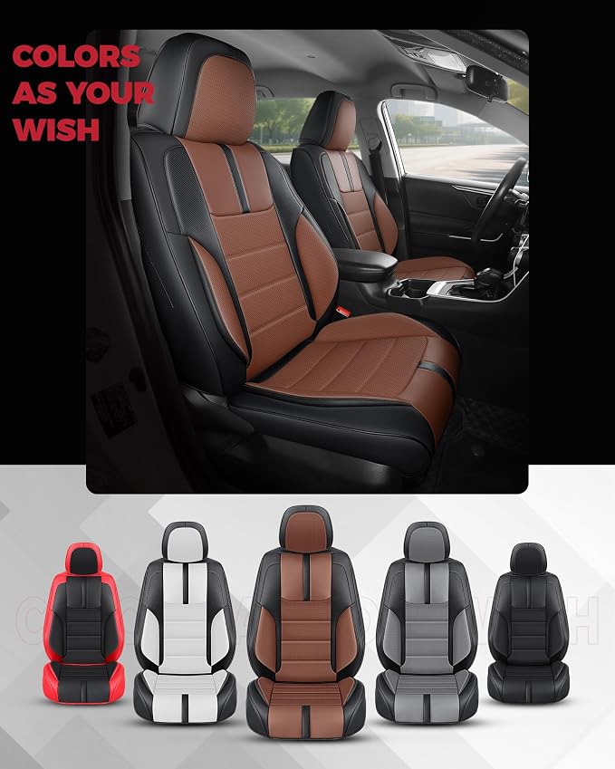 FREESOO Black Brown Front Car Seat Covers - Image 7