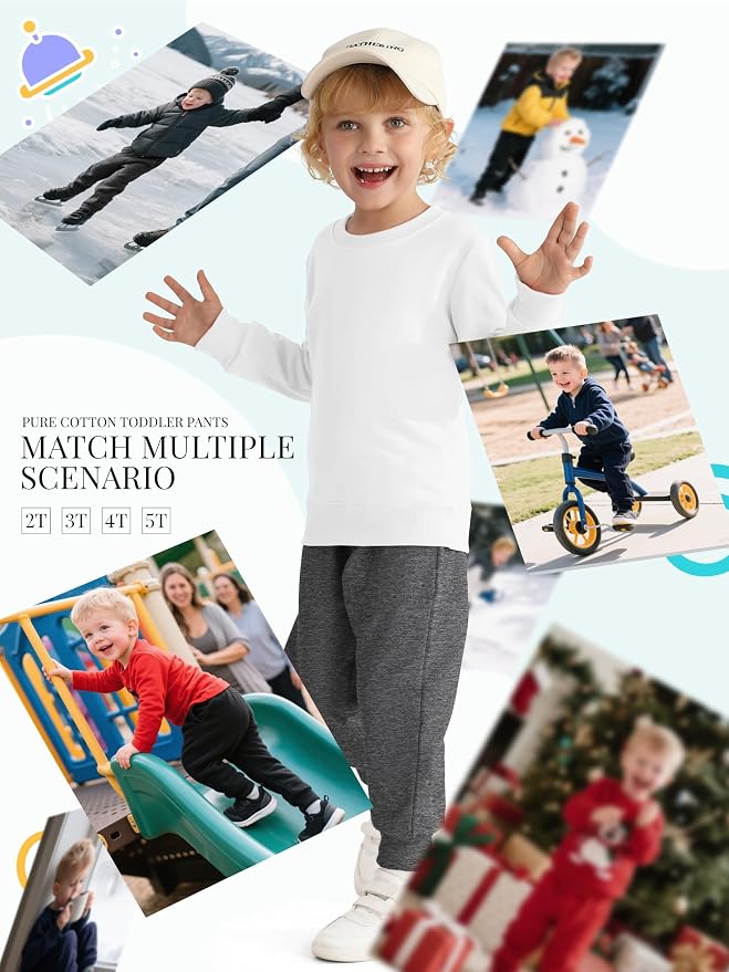 HXP 4 Pack Toddler Boys Sweatpants Pure Cotton Toddler Sweatpants Boys Kids - Image 6