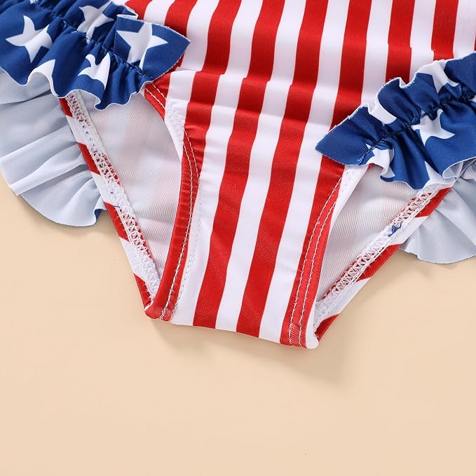 Happy Town Toddler Swimsuit Girl Solid Color Stripe One-Piece Baby Bathing Suits - Image 5
