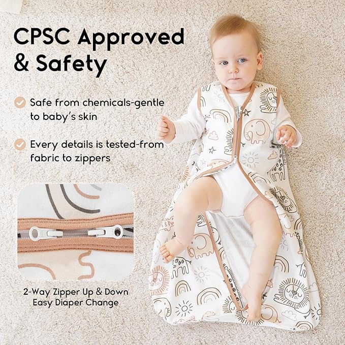 Yoofoss Baby Sleep Sack 6-12 Months 0.5 Tog Wearable Blanket - Image 4