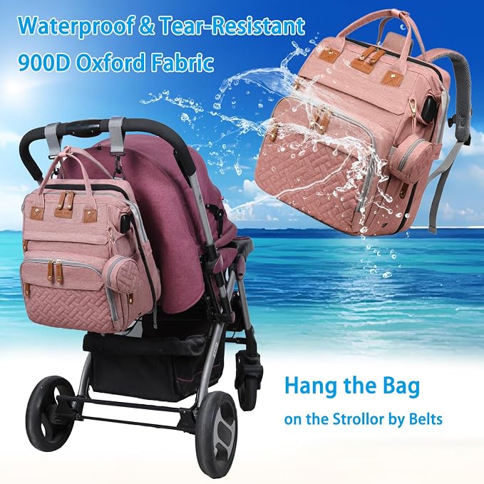 Jeryswet Baby Diaper Bags with Changing Station, Waterproof Large Capacity - Image 4