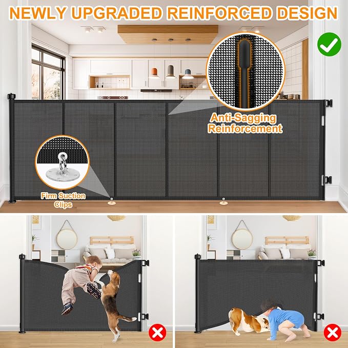 120 Inch Retractable Baby Gates Extra Wide, 41 Inch Reinforced Extra Tall Gate - Image 4