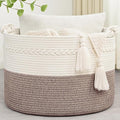 67L Large Blanket Basket, Cotton Rope Blanket Basket Living Room, Baby Laundry by Degeyoyo