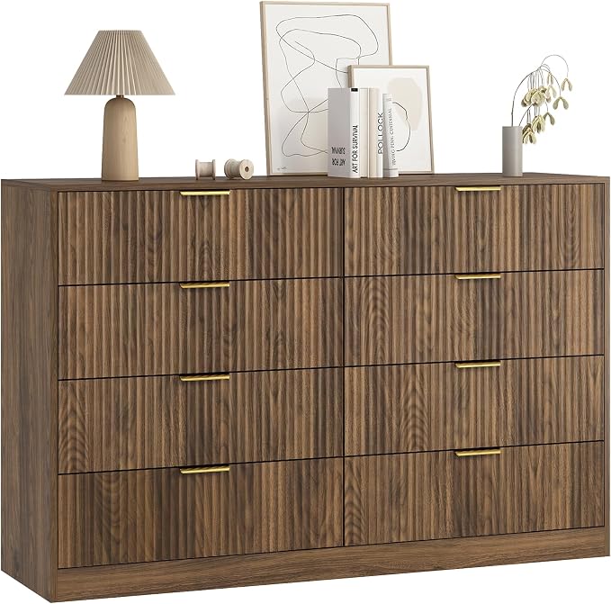 8 Drawer Dresser for Bedroom, Modern Fluted Double Dresser, Mid Century Wooden - Image 8