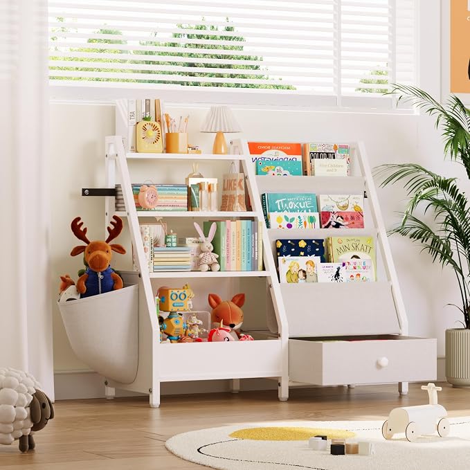 Kids Bookshelf and Toy Storage Organizer, Kids Bookcase Montessori 3 Tier Baby - Image 2