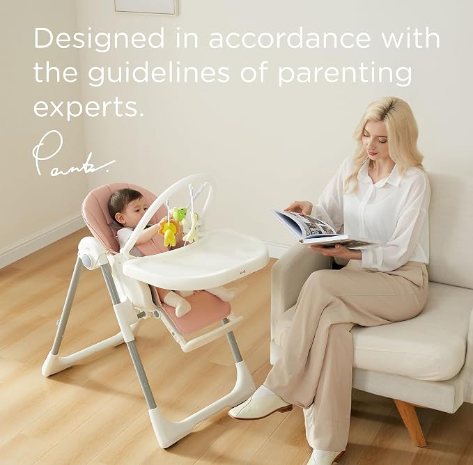 KÜB 3-in-1 Foldable Baby High Chair, 7 Height & 4 Recline Adjustable Seat & Tray - Image 9