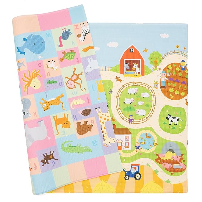 Baby Care Play Mat 73’’ x 49’’ Original One-Piece Reversible Rollable by Baby+Care+Play+Mat