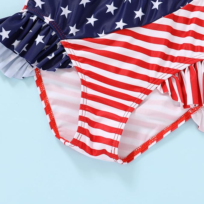 YOUNGER TREE Toddler Girls Two Pieces Swimsuit Color Block Stripe Swimwear - Image 5