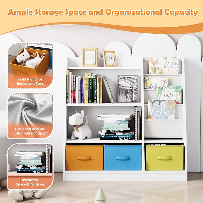 Kids Bookshelf Wood Montessori Toy Storage Organizer Cabinet Shelf Child - Image 7