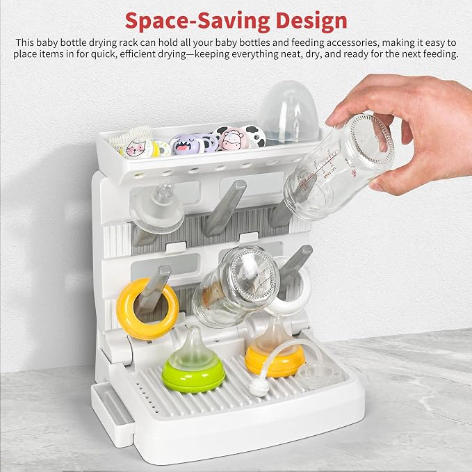 Baby Bottle Drying Rack for 6 Bottles, Vertical Cup Drying Holder, Space Saving - Image 3