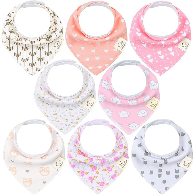 KeaBabies 8-Pack Organic Baby Bandana Bibs by KeaBabies