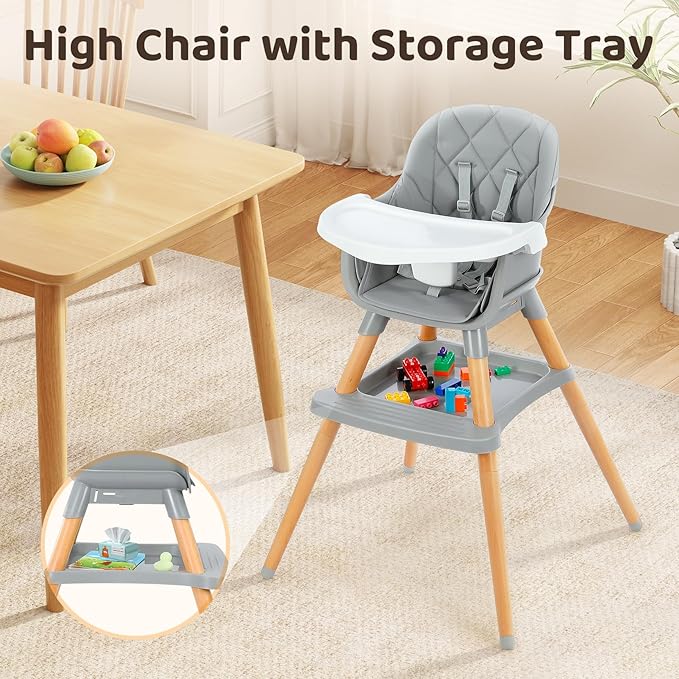 Ezebaby 6 in 1 High Chairs for Babies and Toddlers, Baby High Chair Convertible - Image 2