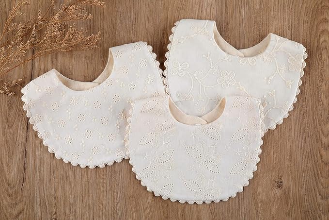 GZMM Baby Bib For Girls, Reversible Waterproof Handmade Natural Cotton Baby - Image 3