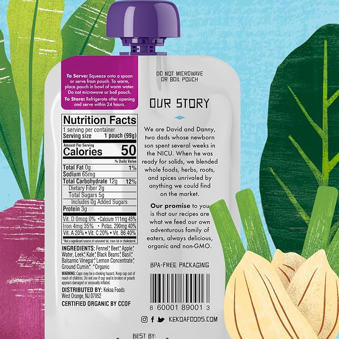 Kekoa Foods Beets, Fennel & Kale Baby Food Purée | 100% USDA Certified-Organic - Image 2