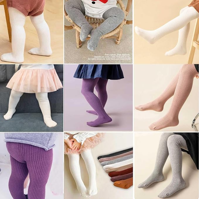 CECORC Baby Girls Tights Toddler Cable Knit Leggings Thick Cotton Infant - Image 5