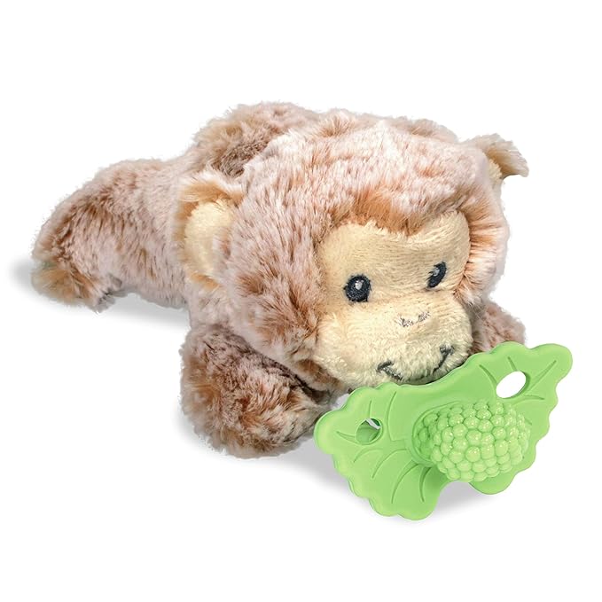RaZbaby Monkey RaZbuddy w/RaZberry Teething Relief Pacifier – Soothes Sore Gums by RaZbaby