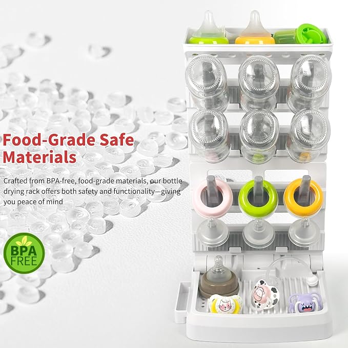 Baby Bottle Drying Rack for 12 Bottles, Space Saving Countertop Vertical - Image 8