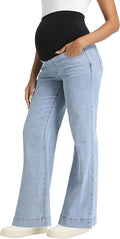 Foucome Women's Maternity Jeans Wide Leg Trendy Comfy Stretchy Straight Leg by Foucome
