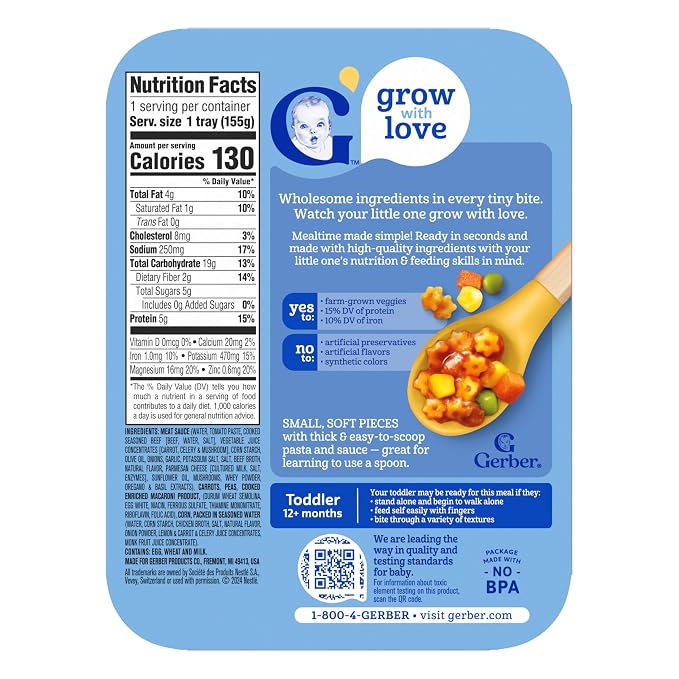 Gerber Toddler Food, Pasta Stars in Meat Sauce, Mealtime - Image 9