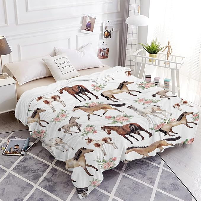 Horse Rose Blanket for Baby Girls Flowers Throw Blanket for Boys, Lightweight - Image 5