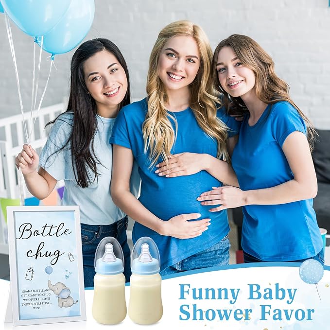 Roowest Bottle Chug Baby Shower Game Favors Including Blue Elephant Theme - Image 7