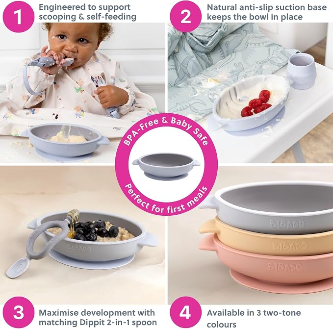 BIBaDO - Silicone Baby Bowl - Stay Put Suction Bowl - Oval Shape - First Meals - Image 6