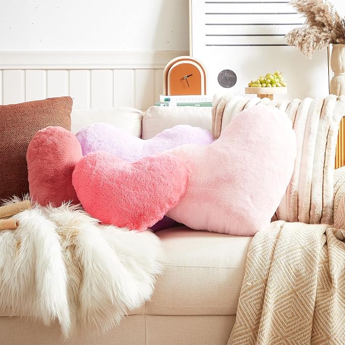 EastTree Heart Pillows, Dusty Pink Heart Shaped Pillows, Ultra Soft Extra-Large - Image 5