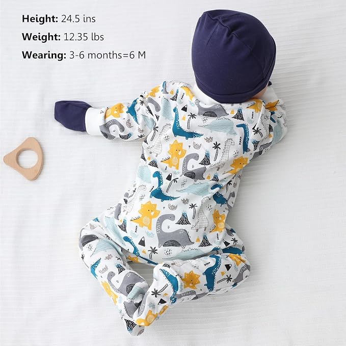 Newborn Baby 2-way Zipper Romper Cotton One-piece Jumsuit 3-pack, 0-24 Months - Image 5