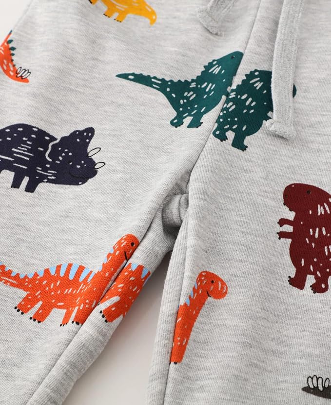 LOKTARC 2 Pack Boys Drawstring Sweatpants Cute Pattern Cotton Sport Jogger Pants - Image 5