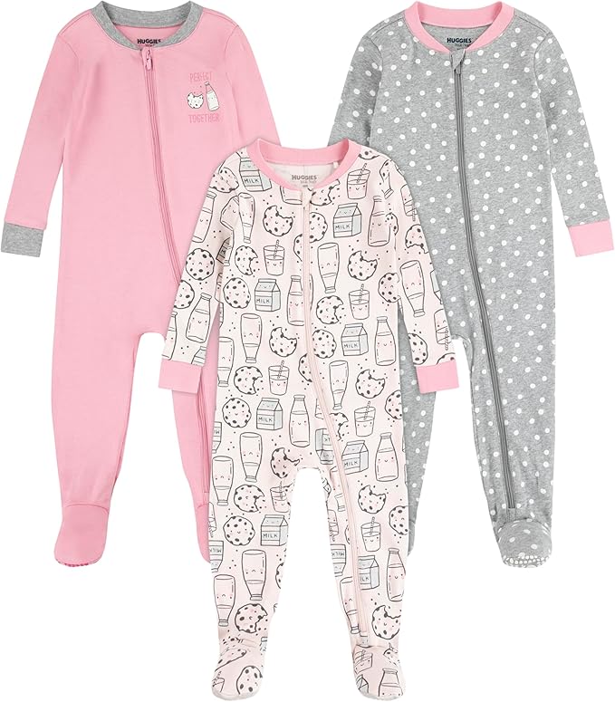 HUGGIES unisex-baby 3-pack Footed Coverall Pajamas by Huggies%C2%AE