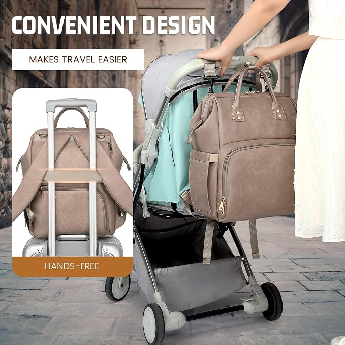 Premium Vegan Leather Diaper Bag Backpack - Image 5