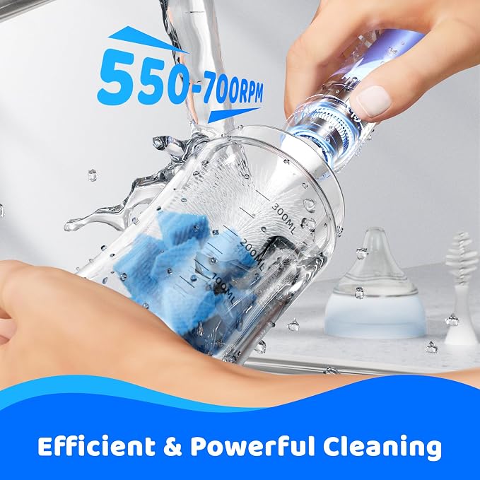 Electric Bottle Brush Cleaner, IPX7 Waterproof Baby Bottle Brush - Image 2