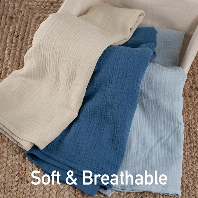 Muslin Swaddle Blankets for Newborn, 3 Pack Breathable Soft Receiving Blanket - Image 4
