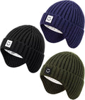 3 Pack Baby Beanie Hats with Earflaps, 2 Size Baby Winter Hat by Alepo