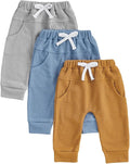 Sejardin Toddler Baby Boy Girl Pants 3 Pack Solid Color Elastic Waist Jogger by Sejardin